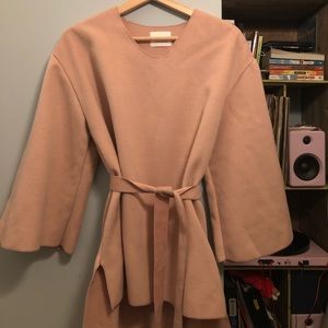 Pink Oversized Sweater Dress With a Belt